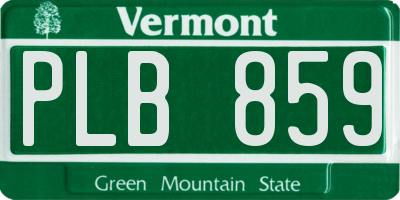 VT license plate PLB859