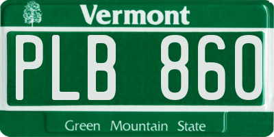 VT license plate PLB860