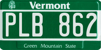 VT license plate PLB862