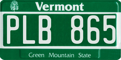 VT license plate PLB865