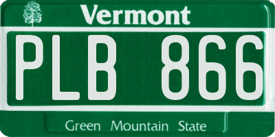 VT license plate PLB866