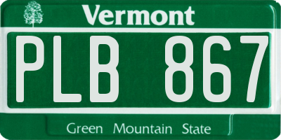 VT license plate PLB867