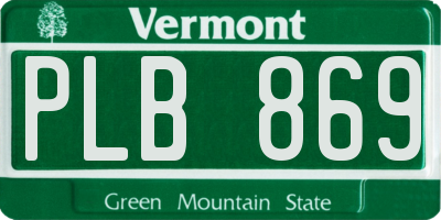 VT license plate PLB869