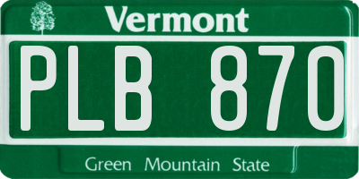 VT license plate PLB870