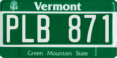 VT license plate PLB871