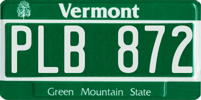 VT license plate PLB872