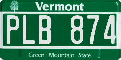 VT license plate PLB874