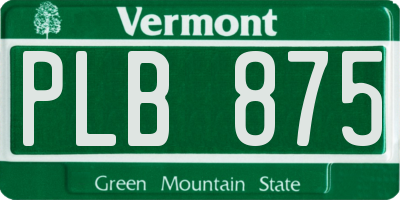 VT license plate PLB875