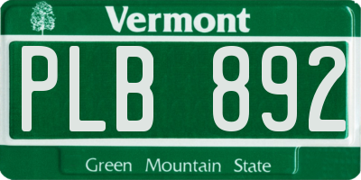 VT license plate PLB892