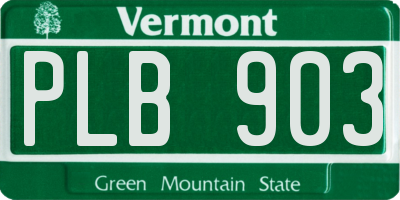 VT license plate PLB903