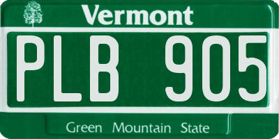 VT license plate PLB905
