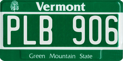 VT license plate PLB906