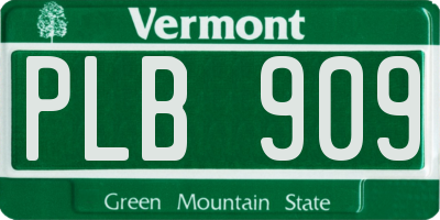 VT license plate PLB909