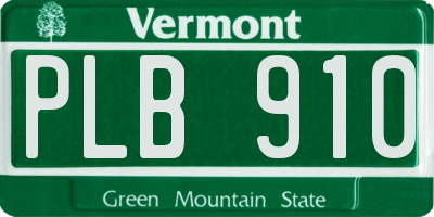 VT license plate PLB910