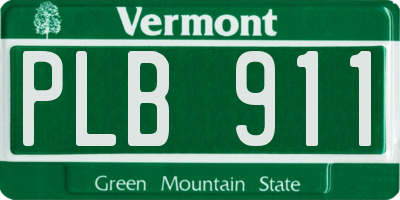 VT license plate PLB911