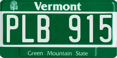 VT license plate PLB915