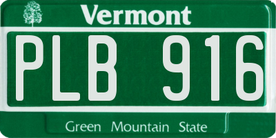 VT license plate PLB916