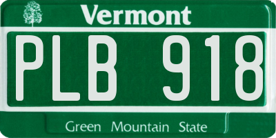 VT license plate PLB918