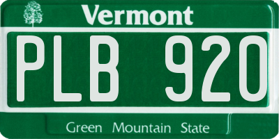VT license plate PLB920