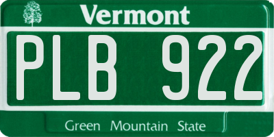VT license plate PLB922