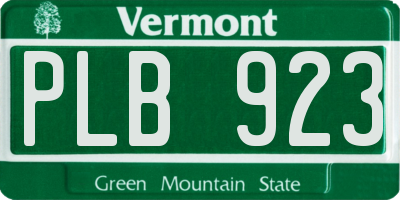 VT license plate PLB923