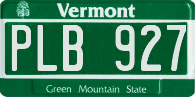 VT license plate PLB927