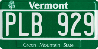 VT license plate PLB929