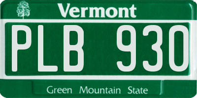 VT license plate PLB930