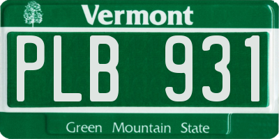 VT license plate PLB931