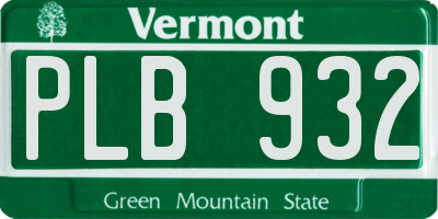 VT license plate PLB932