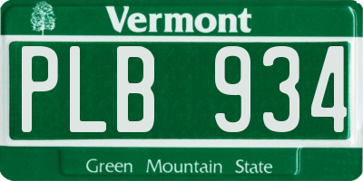 VT license plate PLB934