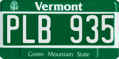VT license plate PLB935