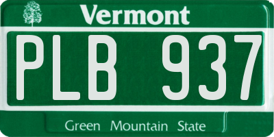 VT license plate PLB937