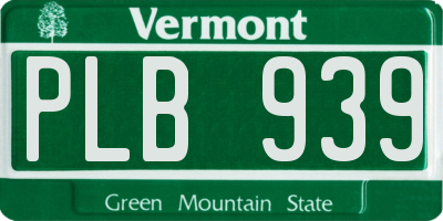 VT license plate PLB939