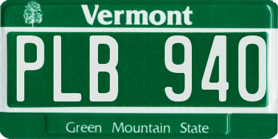 VT license plate PLB940
