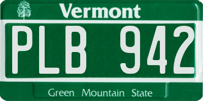 VT license plate PLB942