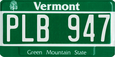 VT license plate PLB947