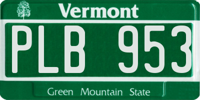 VT license plate PLB953