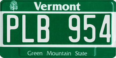 VT license plate PLB954
