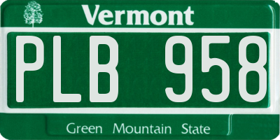VT license plate PLB958