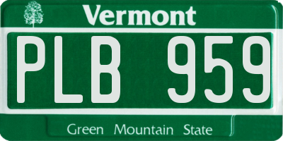 VT license plate PLB959
