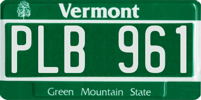 VT license plate PLB961