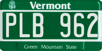 VT license plate PLB962