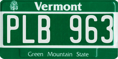 VT license plate PLB963