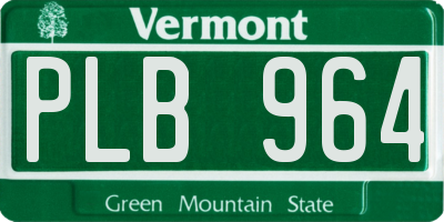 VT license plate PLB964