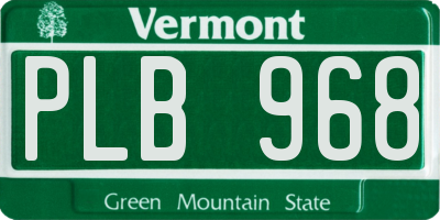 VT license plate PLB968