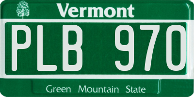 VT license plate PLB970
