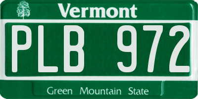 VT license plate PLB972