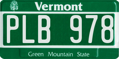 VT license plate PLB978