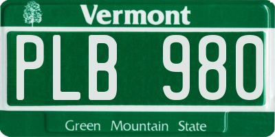 VT license plate PLB980
